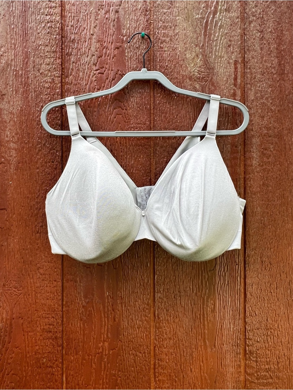 Cacique Lightly Lined Full Coverage Bra 44DD Soft Gray Underwire T-Shirt Bra